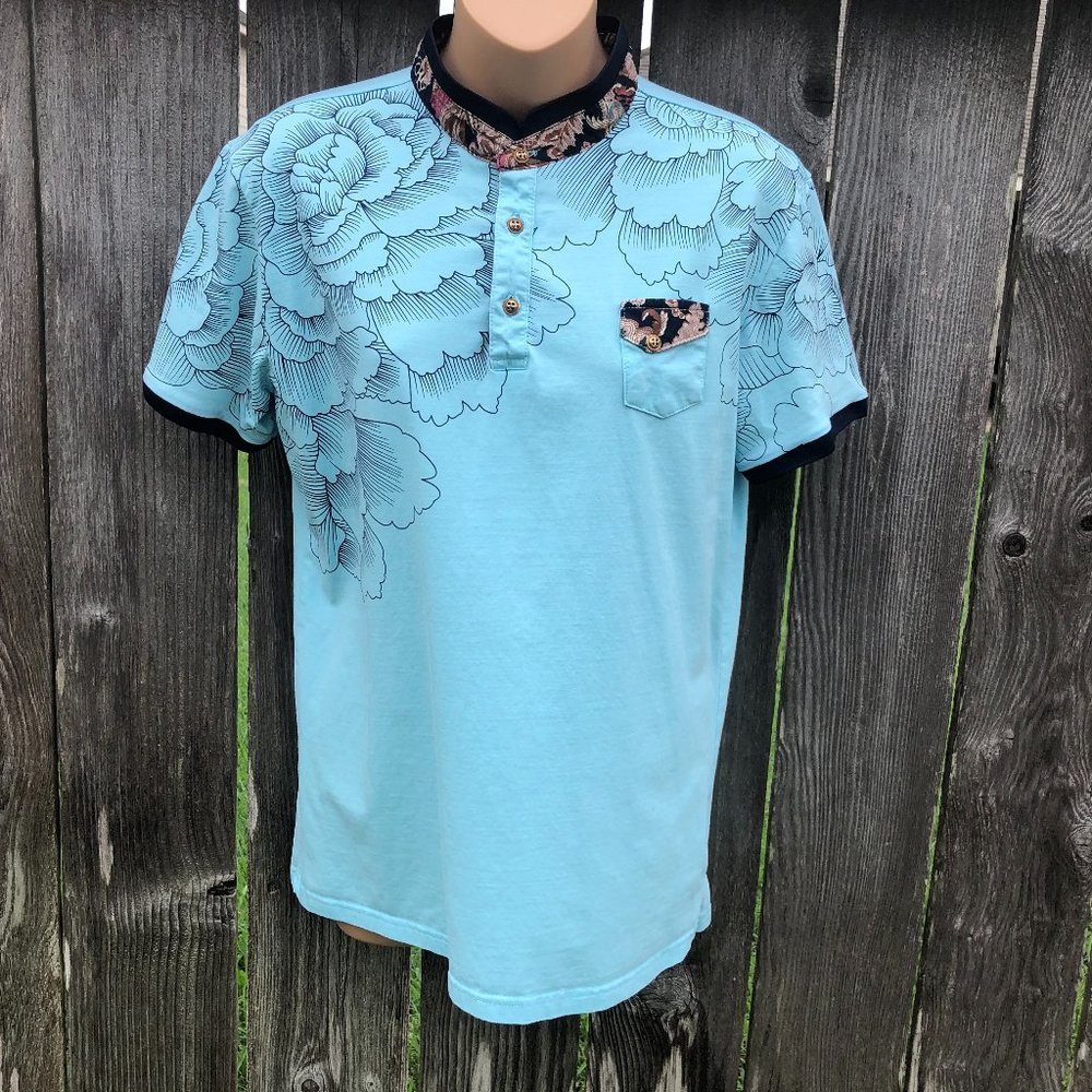 Witchery Polo Top Short Sleeve Mandarin Collar S/M